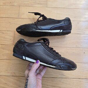 vintage Y2K | Diesel monochrome brown leather flat sole sneakers | MENS 8